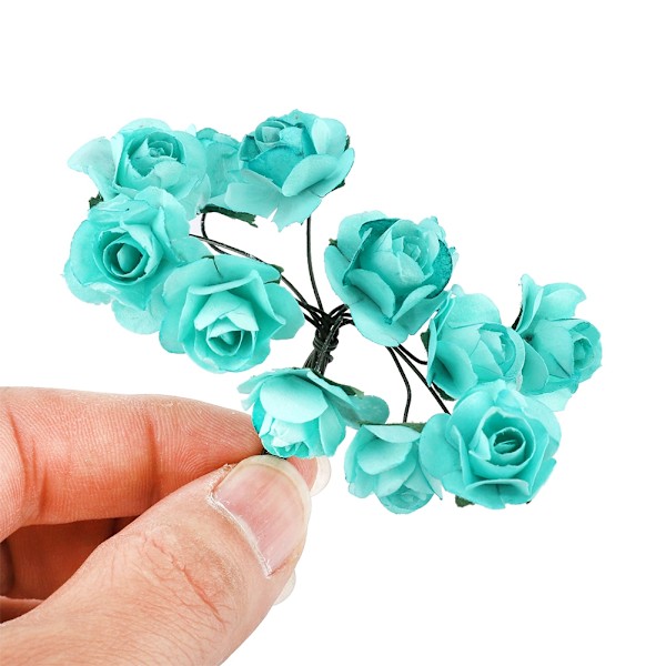 144 st miniatyrpappersblommor handgjorda DIY konstgjorda rosor för