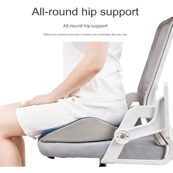 Ortopedisk Sittdyna, Sittkudde, Bekväm Minnesskum Stolsdyna, Ergonomisk Kontorsstolsdyna (Svart)