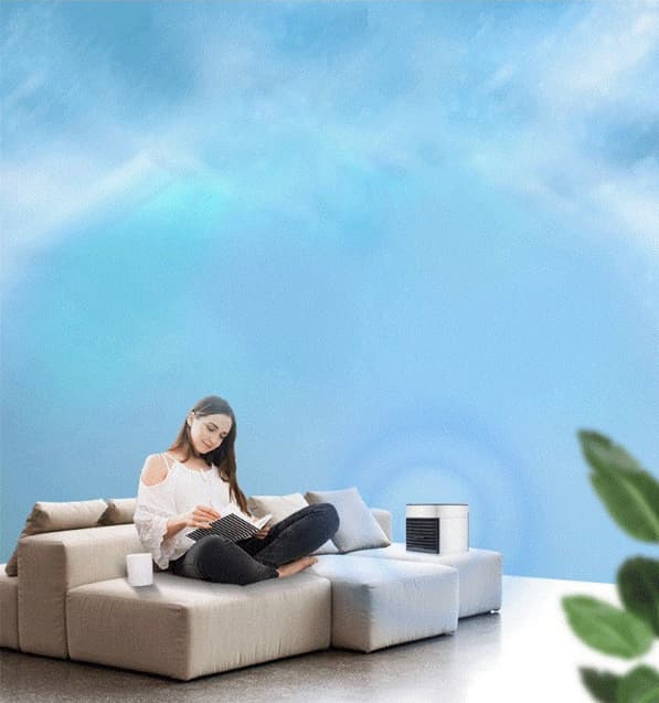 Bærbar Mini Vandkølet Luftkøler, USB-drevet, 3-trins Desktop Mini Køleventilator, Stille Hjemmebrug med Natlys, Køleventilator