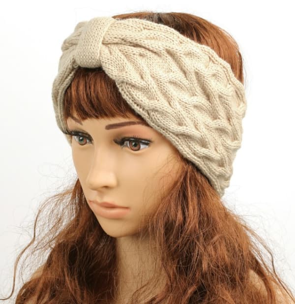 2 stk (beige + lysegrå) Dame Vinter Hårbånd, Vinter Pandebånd Dame
