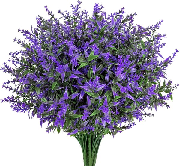 7 stk. 5 Grene Julepynt Kunstig Lavendel Lilla A