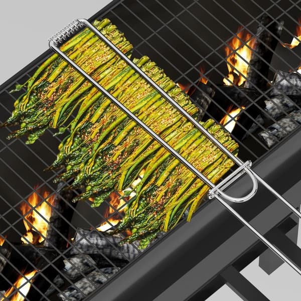 Sæt med 3, 40 cm fjederbelastede spyd i rustfrit stål til grillning – spyd til grillning af grøntsager uden at spidde dem