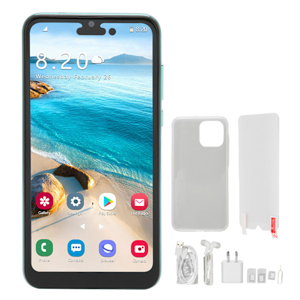 I14pro Max Telefon 6,1 Tum 4G Nät för Android 11 Mobiltelefon 4G 64G Maximalt Stöd 128G 4000mAh Batteri 100‑240V Mörknattsgrön AU-kontakt