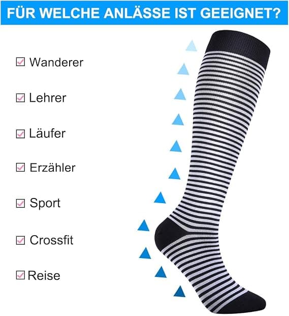 3 par kvinners kompresjonsstrømper, menns sportsstrømper med elastikk, Wom