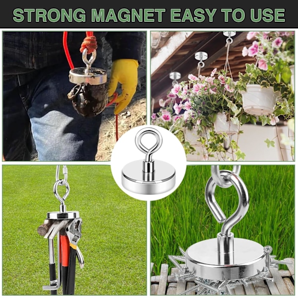 Fiskemagnet Kit Kraftig, Sällsynt Jordartsmagnet med Försänkt Hål Öglebult, Stort Kit Neodym Fiskemagneter för Fiske och Lyftning