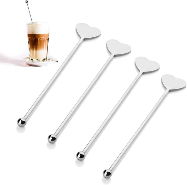 Sølv 16cm 4 Deler Cocktailrører i Rustfritt Stål