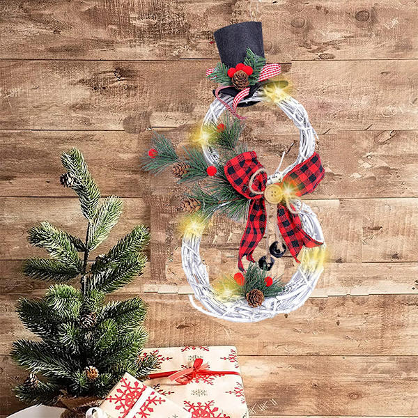 Lighted Christmas Wreath Decoration, Grapevine Wreath  for