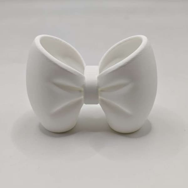 12 × 5.7 × 9 cm Toothbrush Holder/Pen Holder in Bow Shape, Pink + White