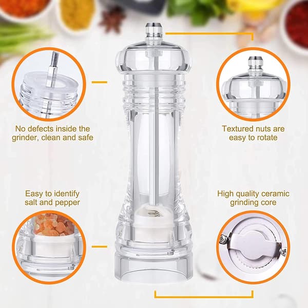 Salt- och pepparkvarn, set om 2 justerbara keramiska kvarnar, Tra