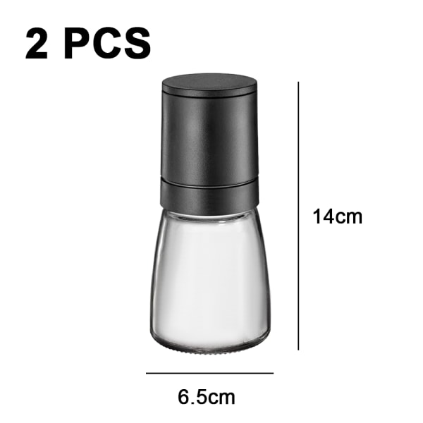 2-Pack Pepper Mill Kvarn Justerbar Grovhet black+white