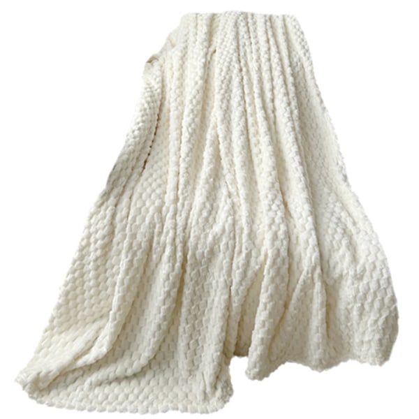 Pläd hexagon Jacquard Dekorativa Mjuka Filtar för Hushåll, Camping och Resor, Supermjuk och Bekväm off-white