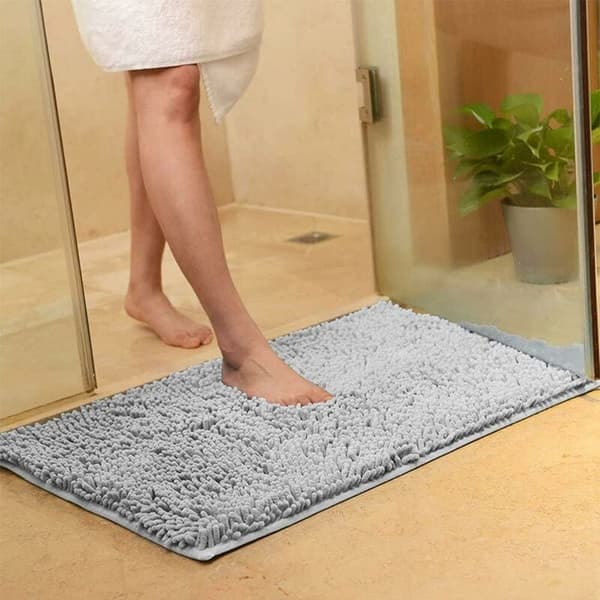 Baderomsmatte - Sklisikker matte - Striper - Absorberende - Grå - 60 x 9