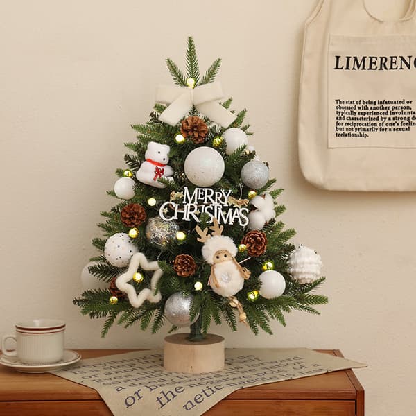 Julepynt Blandet Blad Desktop Juletræ, PE Blad Kryptering Julepakke white