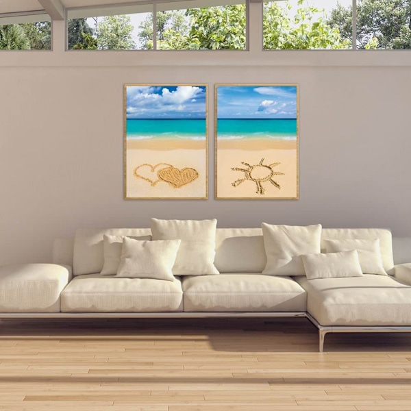 Strand och himmelmönster Canvas väggkonst Målning Tryckt bild