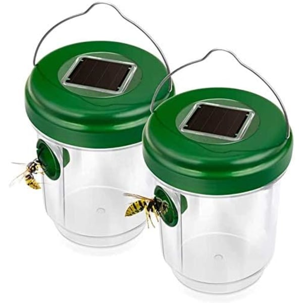 2-pack Utomhus Snickarbi, Geting & Vespafälla - Hängande Design med Solar LED-lampor Fångar Flygande Insekter, Getingar & Getingdödare från