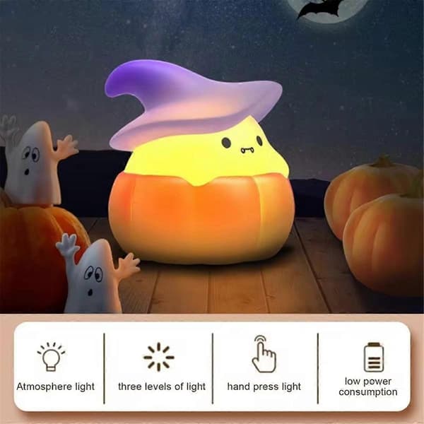 LED Pumpa Spöke Silikonlampa Silikon LED-ljus Nattlampor USB Uppladdningsbar Sänglampa för Kontor Sovrum C