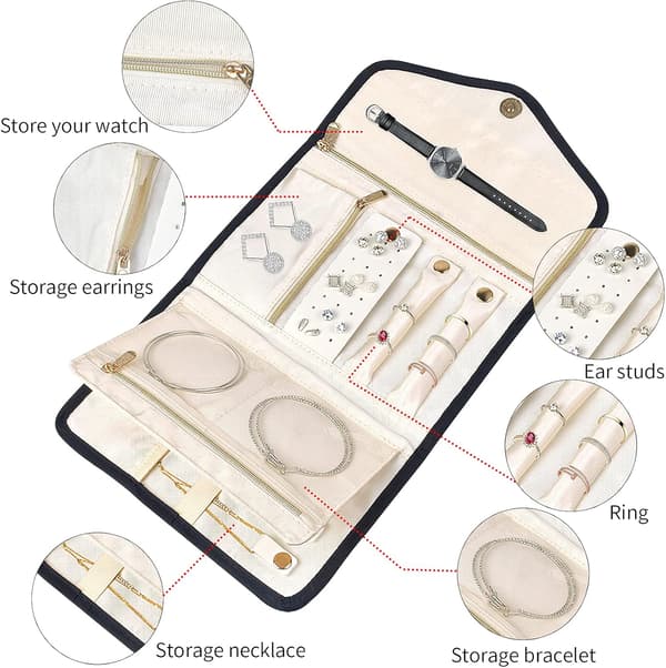 Foldbar Rejse Smykke Rullepose Opbevaringspose Organizer Etui BH