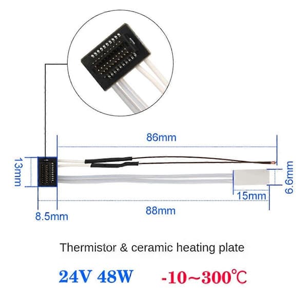För Bambu Lab P1P P1S Termistor Keramisk Värmare 24V 48W Värmerör för 3D-utskrift Termistor Hotend