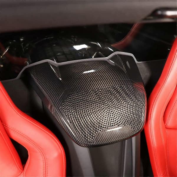 Karbonfiber bakre høyttalerdeksel for C8 1LT Coupe 2020-2023 Tilbehør, Svart