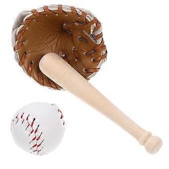 1 Set Mini Basebollar Dockhus Baseboll Miniatyr Basebollträ Handske Boll Sportkit