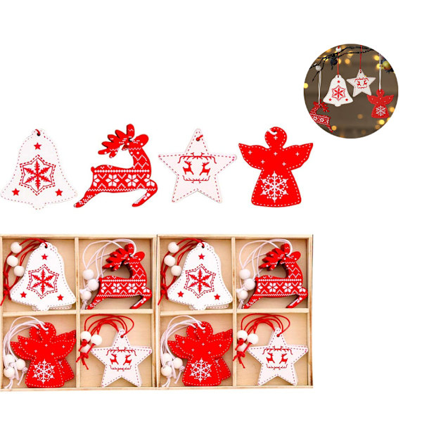 Weihnachtsbaumschmuck 24 Stück Holz Weihnachten Anhänger
