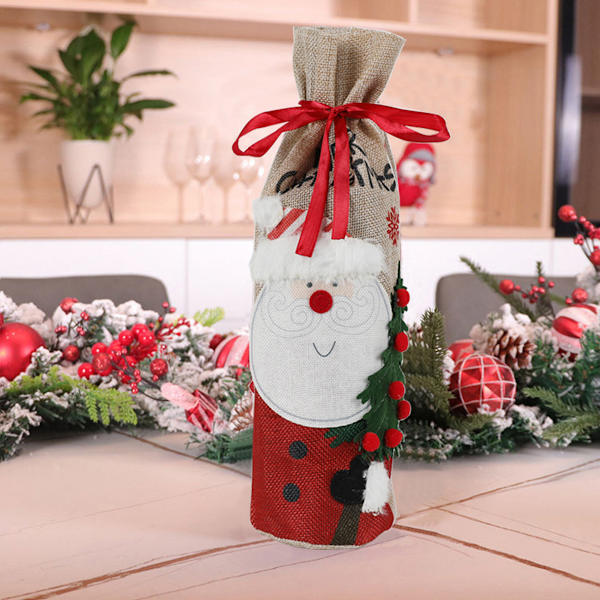Wine Christmas Bag，Wine Bottle Gift Bag with Drawstring,