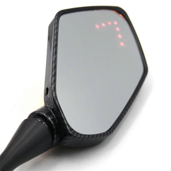 Motorcykel modificeret dobbeltlys bakspejl LED blinklys bakspejl gevind 6mm+ sort dobbeltlys
