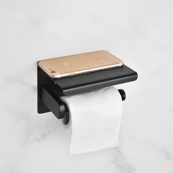 Toiletpapirholder, Rustfrit Stål, Toiletpapirholder med Hylde