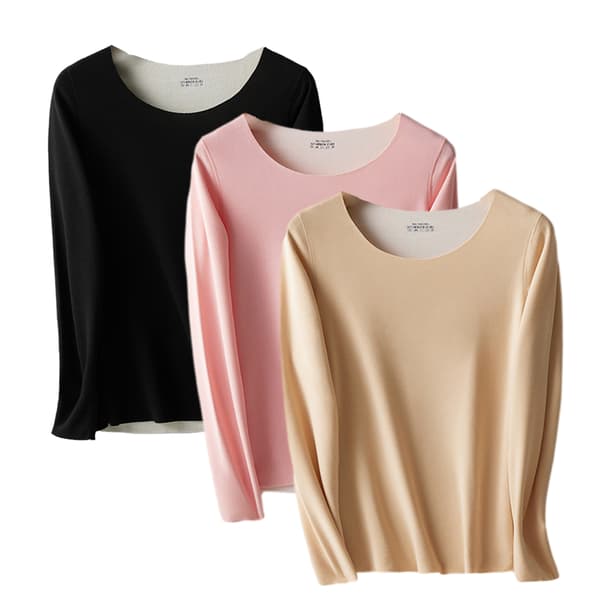 Dame 3-delt Langærmet Toppe Rund Hals Stretch Fitted Underscrubs Lag Tee Shirts Toppe