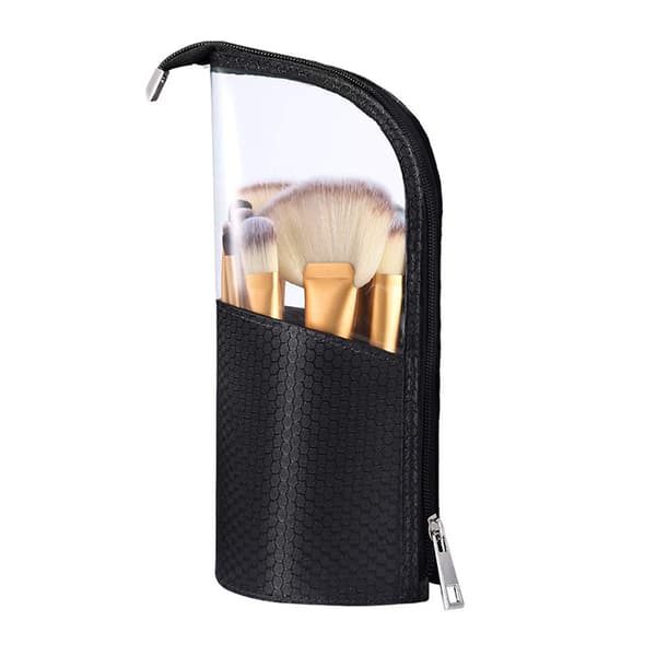 Makeup Brush Set, Halvgennemsigtig Makeup Brush Kop med Lynlås Kosmetik P