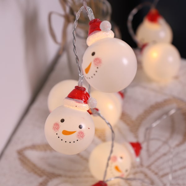 Koppartrådsbatteridriven snögubbeformad ljusslinga för jul- och bröllopsdekoration (3 m och 20 lysdioder)