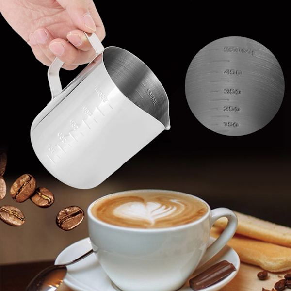 Mjölkskummare i rostfritt stål, cappuccino mjölkkanna, mjölkskummare
