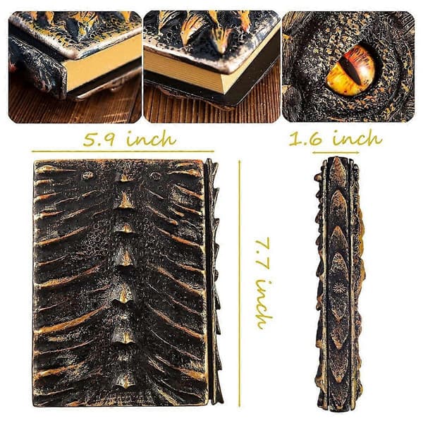 3D Drage Hardcover Skulptur Dagbog, Antik Håndlavet Longan Polystone Blank Håndværk Skrive Skitse Notesbog Daglig Notesblok