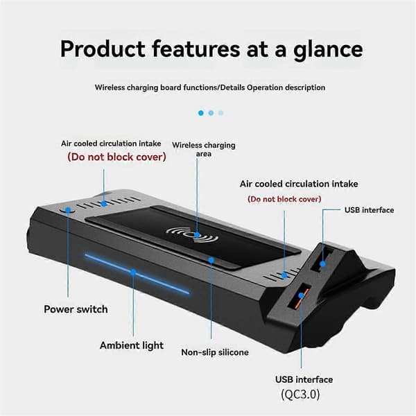 15W Rask Telefonholder Lading Bil Trådløs Lader for A4L A5 2017-2023 Tilbehør Trim