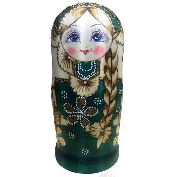 7 st. Gröna Tröja Ryska Flickor Nesting Dolls Matryoshka Leksaker