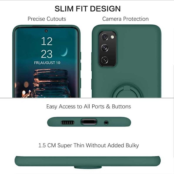 Samsung S20 FE Stöttåligt Skal med Ringhållare CamShield Svart