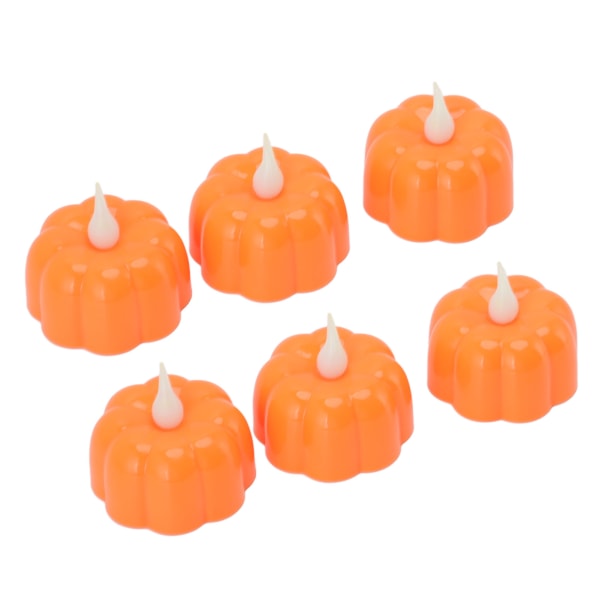 6 st Halloween pumpa LED-ljus flamlös batteri