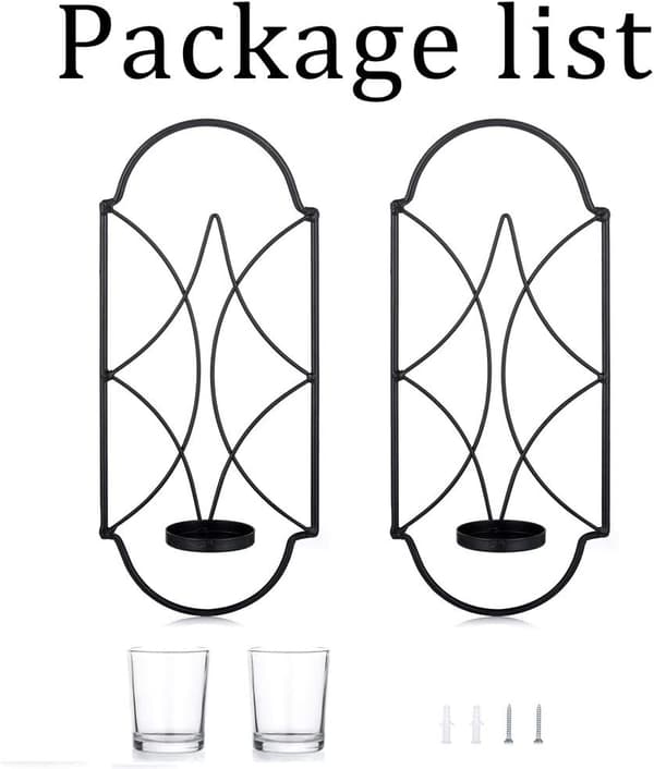 Set med 2 Tealight-hållare Väggmonterad Metall Ljusstake