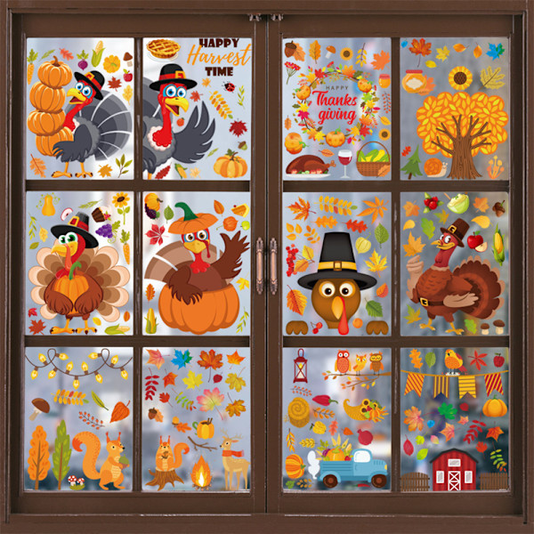 Thanksgiving Window Clings Stickers Holiday Turkey Cling for
