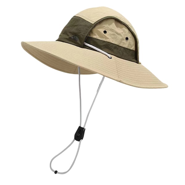 Unisex fiskehatt Safari Bredbrättad strandhatt Solhatt Sommar UV-skydd hatt Khaki