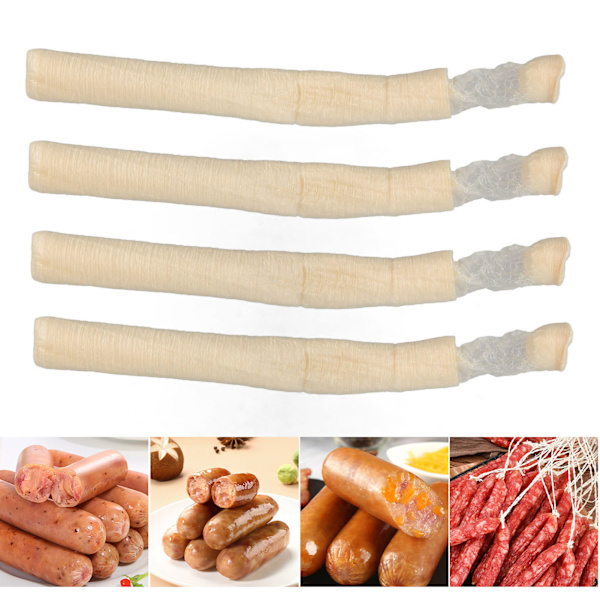 4 Ätbara Kollagenhöljen Torkade Fläskkorvhöljen Rör 24mm Diameter Kollagenkorvhöljen för Skinka Korv