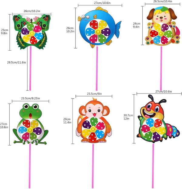 4 stycken 3D djur vindmölla spinner animerad trädgård dekor vindmölla