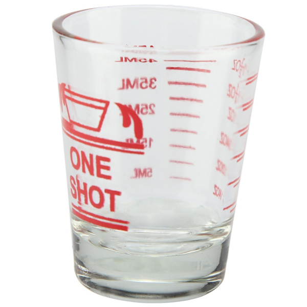 45 ml transparent liten glasmätkopp, essentiell barmätare