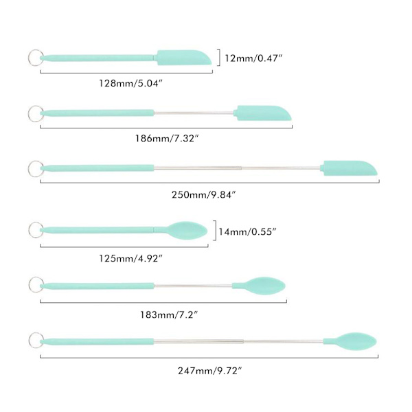 2-pack Mini Silikon Spatel Set Återanvändbar Retractable Liten Tunn