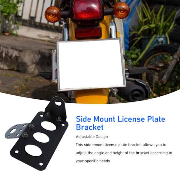 Sidomonterat Motorcykelregistreringsskyltfäste Universell Passform Justerbar Höjd Aluminiumlegering Konstruktion Horisontell Vertikal Installation Hållbar