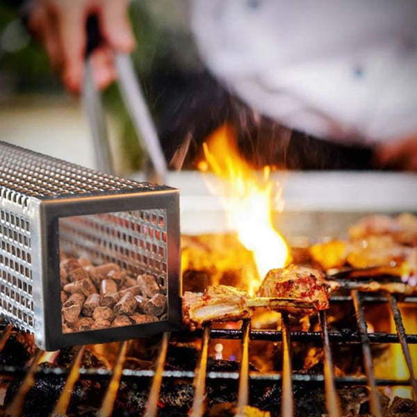 12in Rostfritt Stål Kvadratisk BBQ Rökare Rör Trä Rök Rör