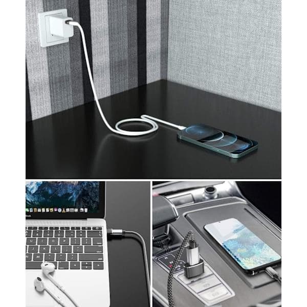 4-pack USB till USB-C-adapter, Typ-C hane till A hane billaddarkonverterare för nya iPhone 16 Pro Max Plus 15 14 13