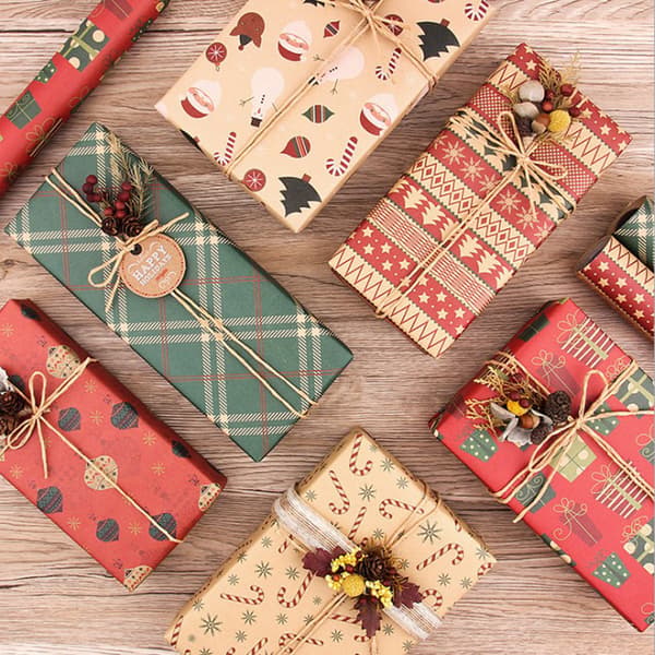 Julklappspapper Jul-element Kollektion Enkelsidigt Omslagspapper Dekor för Födelsedagar Fester Bröllop Presenter