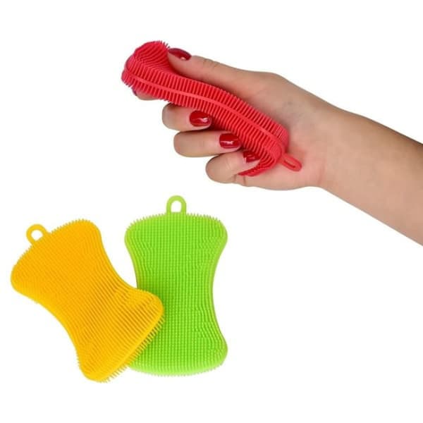 3 stk multifunksjonell silikon kjøkkensvamp | Matkvalitets antibakteriell