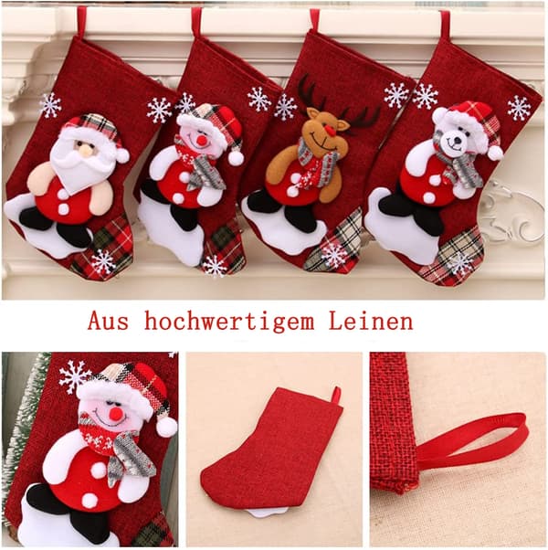 Julstrumpa set, 4 stycken julstrumpor för julgran, julkreativ docka, tomtestövlar, presentpåse, tomtesockor